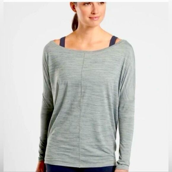 ATHLETA Essence‎ Flow Top Long Sleeve Spacedye Bali Sage Green S - Picture 1 of 13